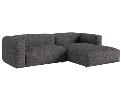 Antracitově šedá bouclé rohová pohovka Martina 280 cm, pravá