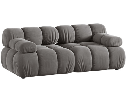 Šedá sametová dvoumístná pohovka MICADONI Bellis 188 cm