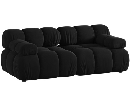 Černá sametová dvoumístná pohovka MICADONI Bellis 188 cm