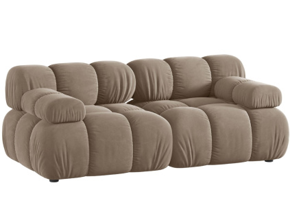 Tmavě béžová sametová dvoumístná pohovka MICADONI Bellis 188 cm