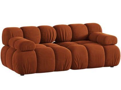 Terakotově oranžová sametová dvoumístná pohovka MICADONI Bellis 188 cm