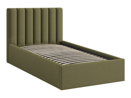 Zelená čalouněná jednolůžková postel Micadoni Allison 90 x 200 cm s úložným prostorem