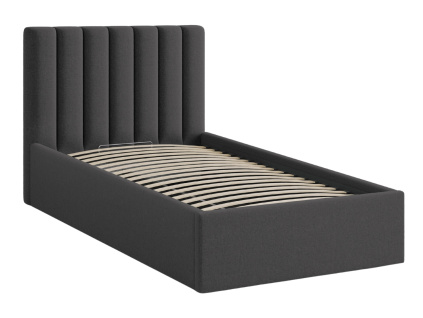 Tmavě šedá čalouněná jednolůžková postel Micadoni Allison 90 x 200 cm s úložným prostorem