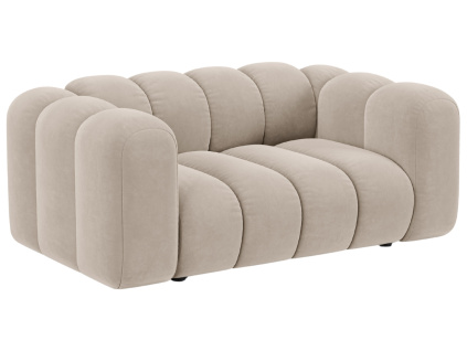 Béžová sametová dvoumístná pohovka Micadoni Lupine 170 cm