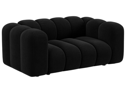 Černá sametová dvoumístná pohovka Micadoni Lupine 170 cm