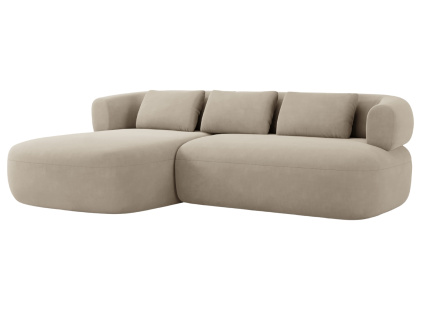 Béžová sametová rohová pohovka Windsor & Co Aldrin 225 cm, levá