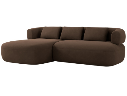 Hnědá sametová rohová pohovka Windsor & Co Aldrin 225 cm, levá