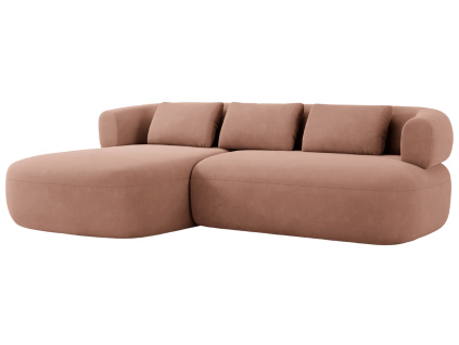 Růžová sametová rohová pohovka Windsor & Co Aldrin 225 cm, levá