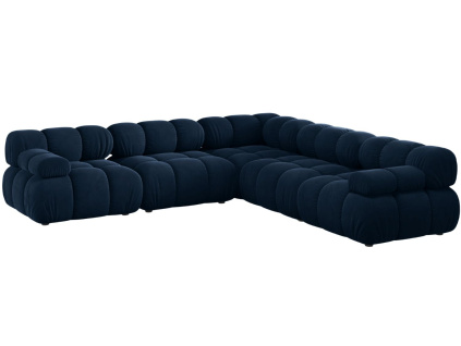 Královsky modrá sametová rohová pohovka MICADONI Bellis 282 cm
