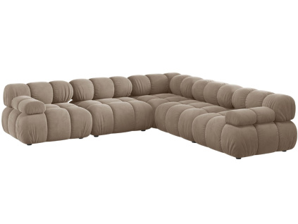 Tmavě béžová sametová rohová pohovka MICADONI Bellis 282 cm