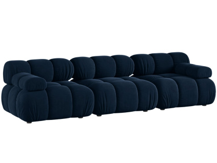 Královsky modrá sametová trojmístná pohovka MICADONI Bellis 282 cm