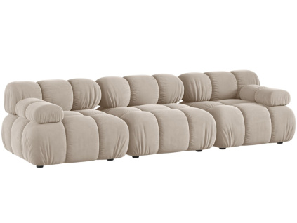 Béžová sametová trojmístná pohovka MICADONI Bellis 282 cm