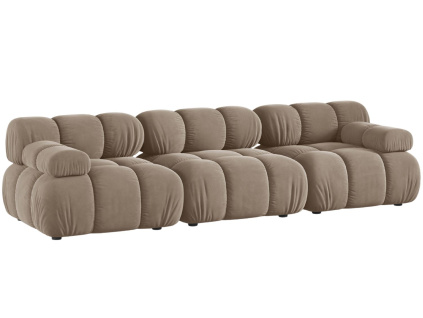 Tmavě béžová sametová trojmístná pohovka MICADONI Bellis 282 cm