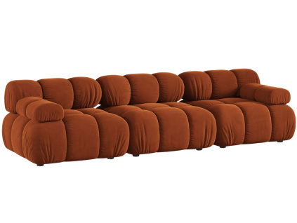 Terakotově oranžová sametová trojmístná pohovka MICADONI Bellis 282 cm