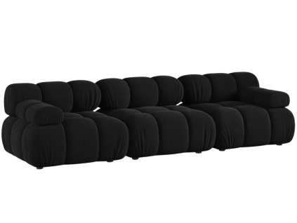 Černá sametová trojmístná pohovka MICADONI Bellis 282 cm
