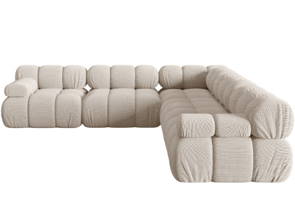 Světle béžová čalouněná rohová pohovka MICADONI Bellis 282 cm