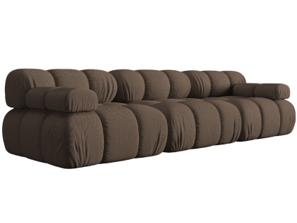 Hnědá čalouněná trojmístná pohovka MICADONI Bellis 282 cm