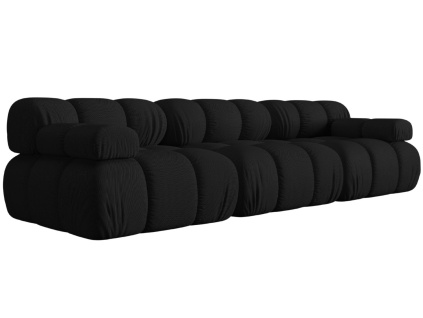 Černá čalouněná trojmístná pohovka MICADONI Bellis 282 cm