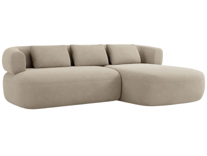 Béžová sametová rohová pohovka Windsor & Co Aldrin 225 cm, pravá