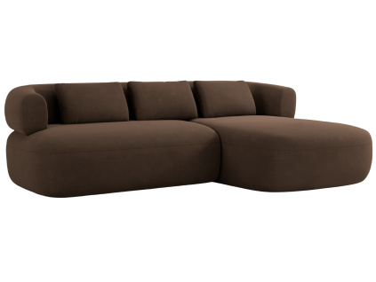 Hnědá sametová rohová pohovka Windsor & Co Aldrin 225 cm, pravá