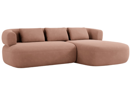 Růžová sametová rohová pohovka Windsor & Co Aldrin 225 cm, pravá