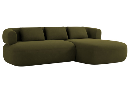 Zelená sametová rohová pohovka Windsor & Co Aldrin 225 cm, pravá
