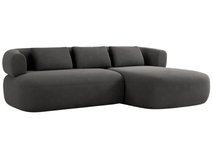 Tmavě šedá sametová rohová pohovka Windsor & Co Aldrin 225 cm, pravá