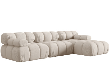 Světle béžová čalouněná rohová pohovka MICADONI Bellis 282 cm, pravá