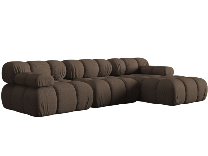 Hnědá čalouněná rohová pohovka MICADONI Bellis 282 cm, pravá