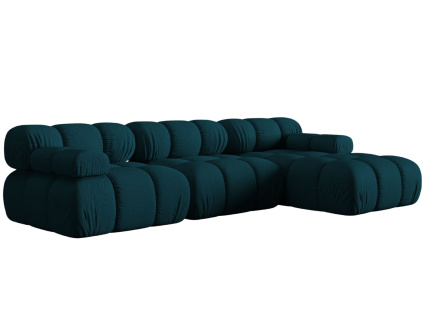 Modrá čalouněná rohová pohovka MICADONI Bellis 282 cm, pravá