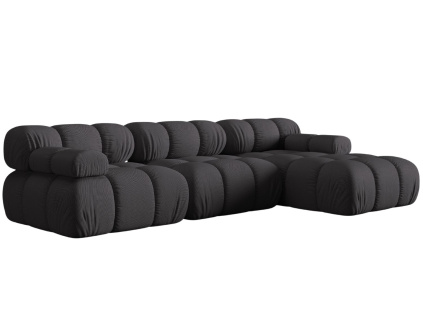 Šedá čalouněná rohová pohovka MICADONI Bellis 282 cm, pravá