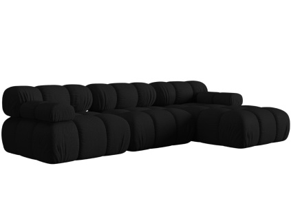 Černá čalouněná rohová pohovka MICADONI Bellis 282 cm, pravá
