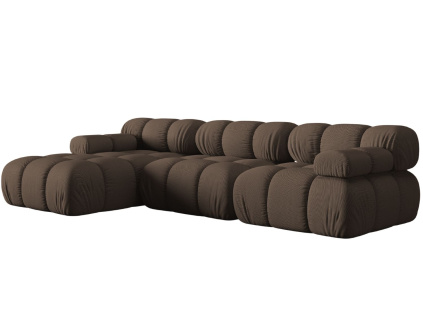 Hnědá čalouněná rohová pohovka MICADONI Bellis 282 cm, levá