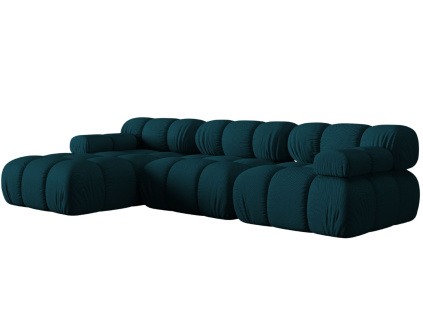 Modrá čalouněná rohová pohovka MICADONI Bellis 282 cm, levá