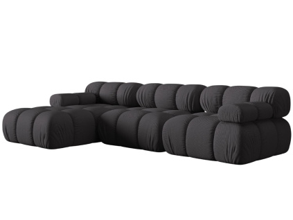 Šedá čalouněná rohová pohovka MICADONI Bellis 282 cm, levá