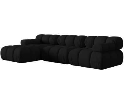 Černá čalouněná rohová pohovka MICADONI Bellis 282 cm, levá