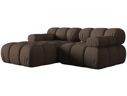 Hnědá čalouněná rohová pohovka MICADONI Bellis 188 cm, levá