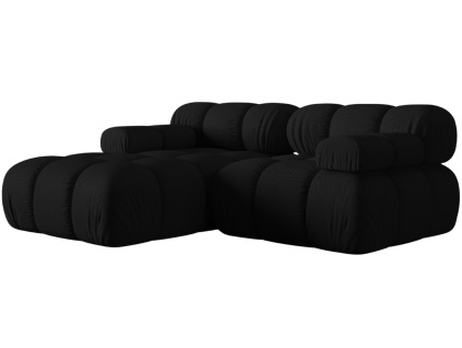 Černá čalouněná rohová pohovka MICADONI Bellis 188 cm, levá