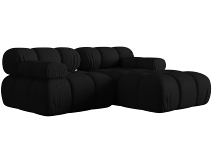 Černá čalouněná rohová pohovka MICADONI Bellis 188 cm, pravá