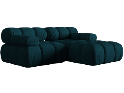 Modrá čalouněná rohová pohovka MICADONI Bellis 188 cm, pravá