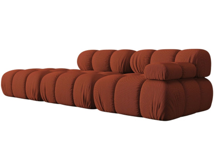 Terakotově oranžová čalouněná čtyřmístná pohovka MICADONI Bellis 282 cm, levá