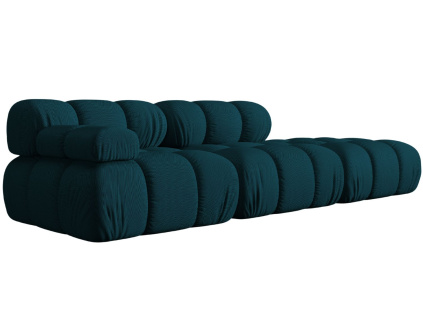 Modrá čalouněná čtyřmístná pohovka MICADONI Bellis 282 cm, pravá