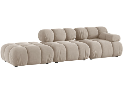Béžová sametová čtyřmístná pohovka MICADONI Bellis 282 cm, levá