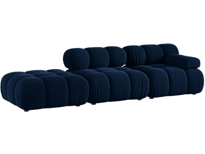 Královsky modrá sametová čtyřmístná pohovka MICADONI Bellis 282 cm, levá