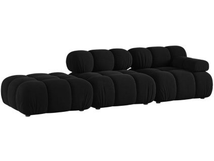 Černá sametová čtyřmístná pohovka MICADONI Bellis 282 cm, levá