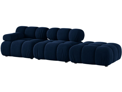Královsky modrá sametová čtyřmístná pohovka MICADONI Bellis 282 cm, pravá