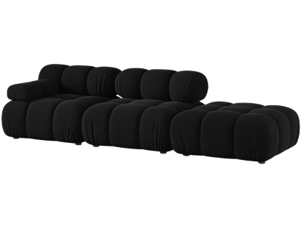 Černá sametová čtyřmístná pohovka MICADONI Bellis 282 cm, pravá