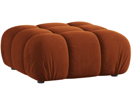 Terakotově oranžová sametová podnožka MICADONI Bellis 94 x 94 cm