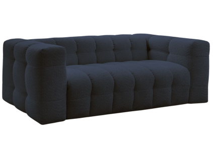 Tmavě modrá bouclé trojmístná rozkládací pohovka Cloud 228 cm