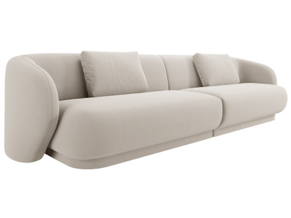 Krémově bílá sametová čtyřmístná pohovka Cosmopolitan Design Camden 304 cm